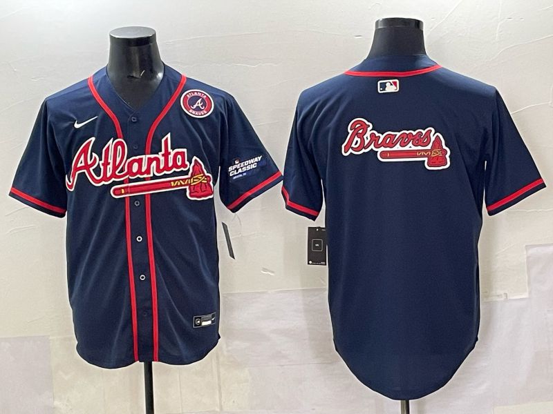 Men Atlanta Braves Blank Drak Blue joint name Nike 2025 MLB Jersey style 09